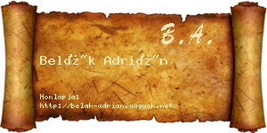 Belák Adrián névjegykártya
